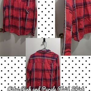 Hot Pink Plaid Button-up